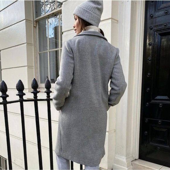Aritzia BABATON Stedman Coat Wool Heather Light Grey Long Pea Jacket L Large - Picture 7 of 16